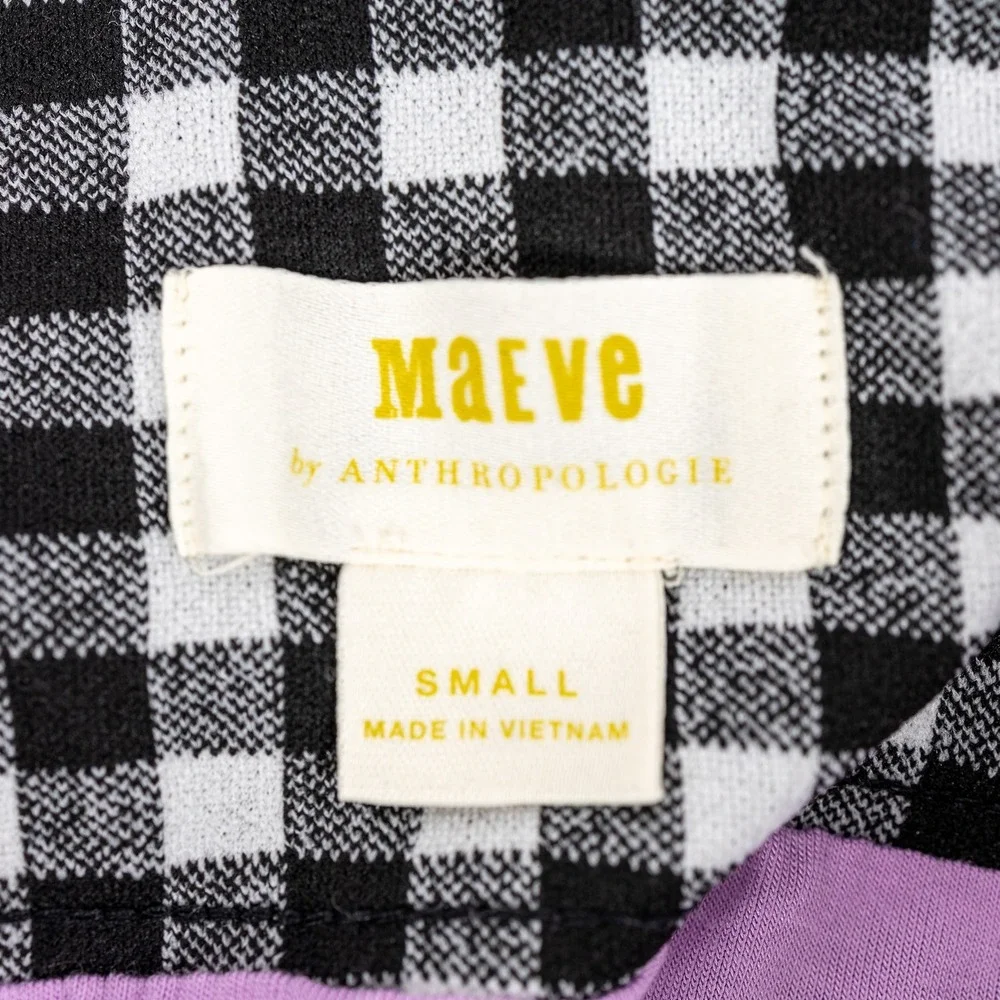 Maeve Anthropologie‎ Black White Gingham Pencil Skirt Tie Waist Women's Small